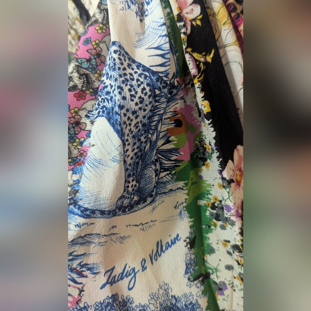 Zadig & Voltaire Défilé Runway AW22 Paris Mixed Print Silk Dress - Picture 9 of 12